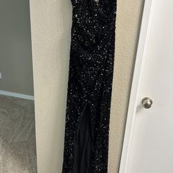 Fashionnova Black Sequin Prom Dress 
