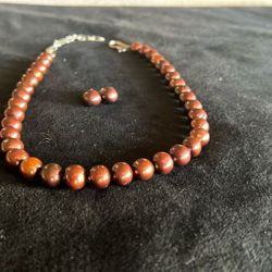 Chocolate Pearls With Earrings