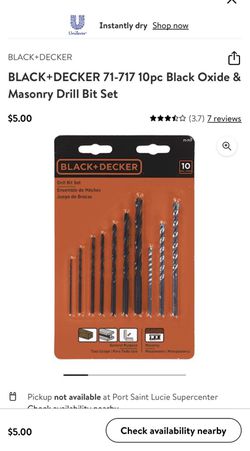 BLACK+DECKER 71-717 10pc Black Oxide & Masonry Drill Bit Set 