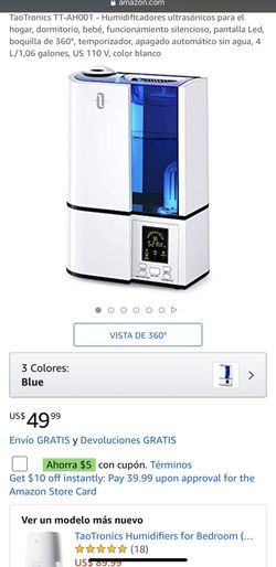 Ultrasonic cool mist humidifier
