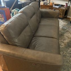 Grey/Brown Electric Reclining Couch