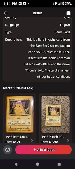 $500 -Fat Yellow Cheeks Pikachu Base Set -NM-MINT CONDITION (NEVER PLAYED!)