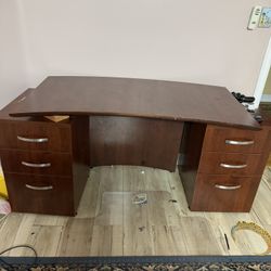 Desk With Drawers Cherry Red Wood 