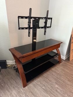 Wood and Glass TV Stand with Mount