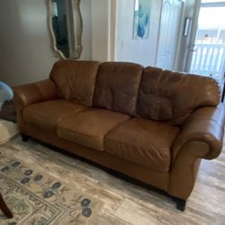 Leather Couch & 2 Leather Chairs. NO HOLD