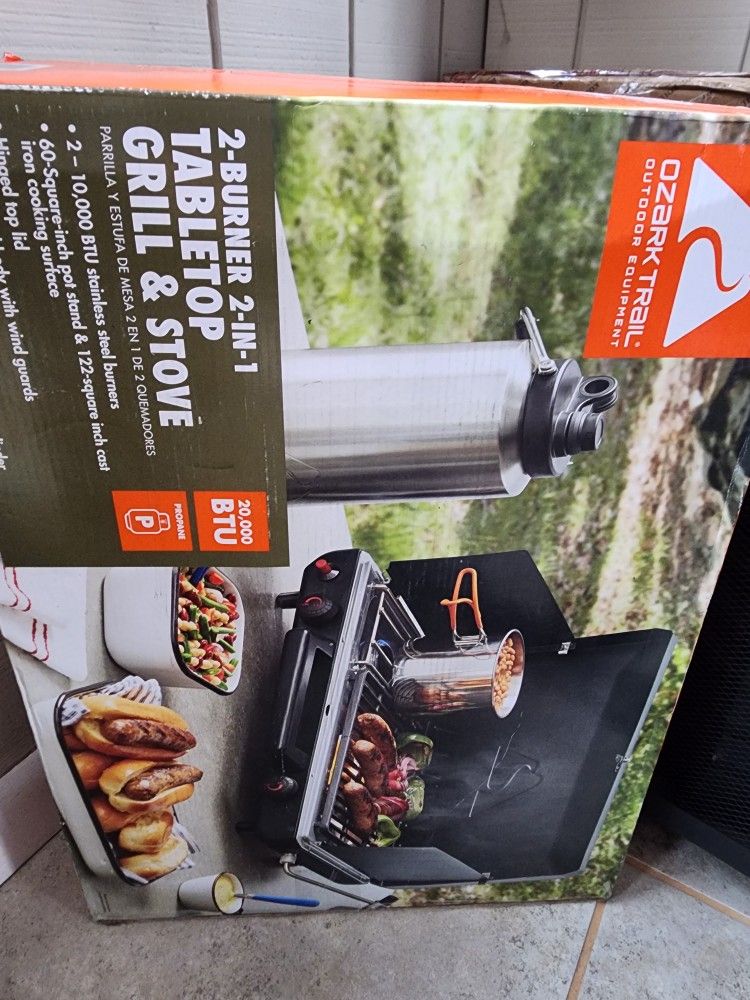 Ozark Trail Propane 2-in-1 Portable 2 Burner Grill Camp Stove