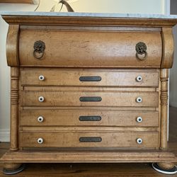 Vintage Apothecary Style Marble Top Chest If Drawers 
