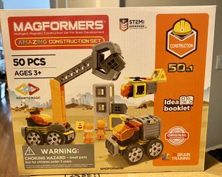 Brand New Sealed Magformers Amazing Construction 50Piece Wheels Orange Colors Educational Magnetic Geometric Shape Tiles Building STEM Toy Xmas