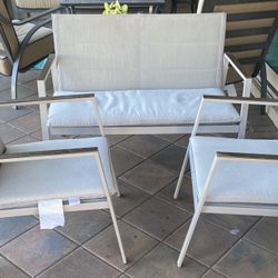 Aluminum Conversation  Patio Furniture Loveseat And 2 Chairs 