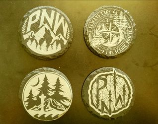 Slate coaster set PNW