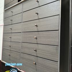 Grey Jumbo Wood 12 Drawer Dresser Cajonera 
