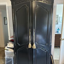 Black Solid Wood Armoire Dresser 