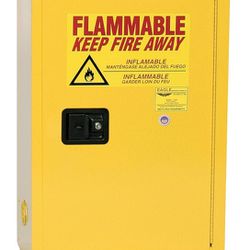 Eagle 12 Gallon Steel Flammable Liquid Storage Cabinet, Space Saver, 1 Shelf, 1 Manual Closing Door Fire Cabinet for Gasoline, Yellow, 1925X