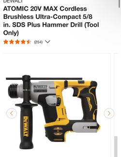 DEWALT ATOMIC 20V MAX Cordless Brushless Ultra-Compact 5/8 in. SDS Plus Hammer Drill (Tool Only)