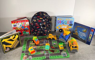 Kids Construction Theme Bundle Books Toys Backpack