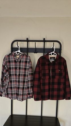 Men's Xl Red Flannel and Men's sherpa lined shirt jacket 