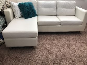 White leather sectional w Movable Chaise