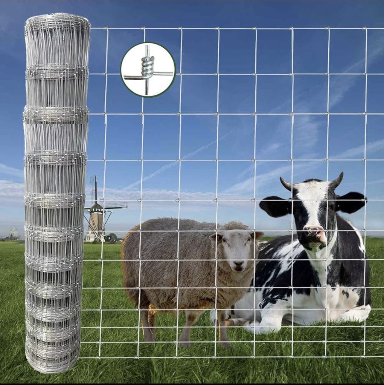 6ft x 100ft Galvanized Wire Fencing, Heavy Zinc Coating Cattle Fence Used to Hog Goat Fencing for Yard and Garden