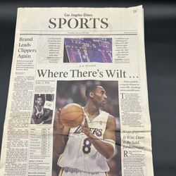 Kobe Bryant 81 Point Game Los Angeles Times Newspaper Jan 24 2006 Lakers