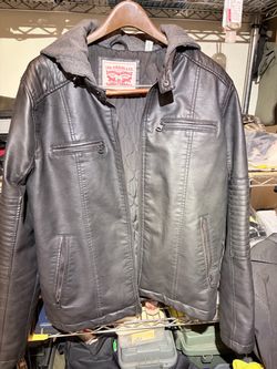 levis strauss biker jacket with hoodie size Large.