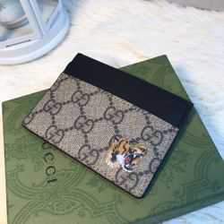 Gucci Card Holder Wallet Supreme Tiger Print 