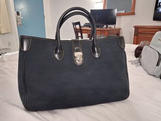 Dooney & Bourke black canvas and leather shoulder bag,