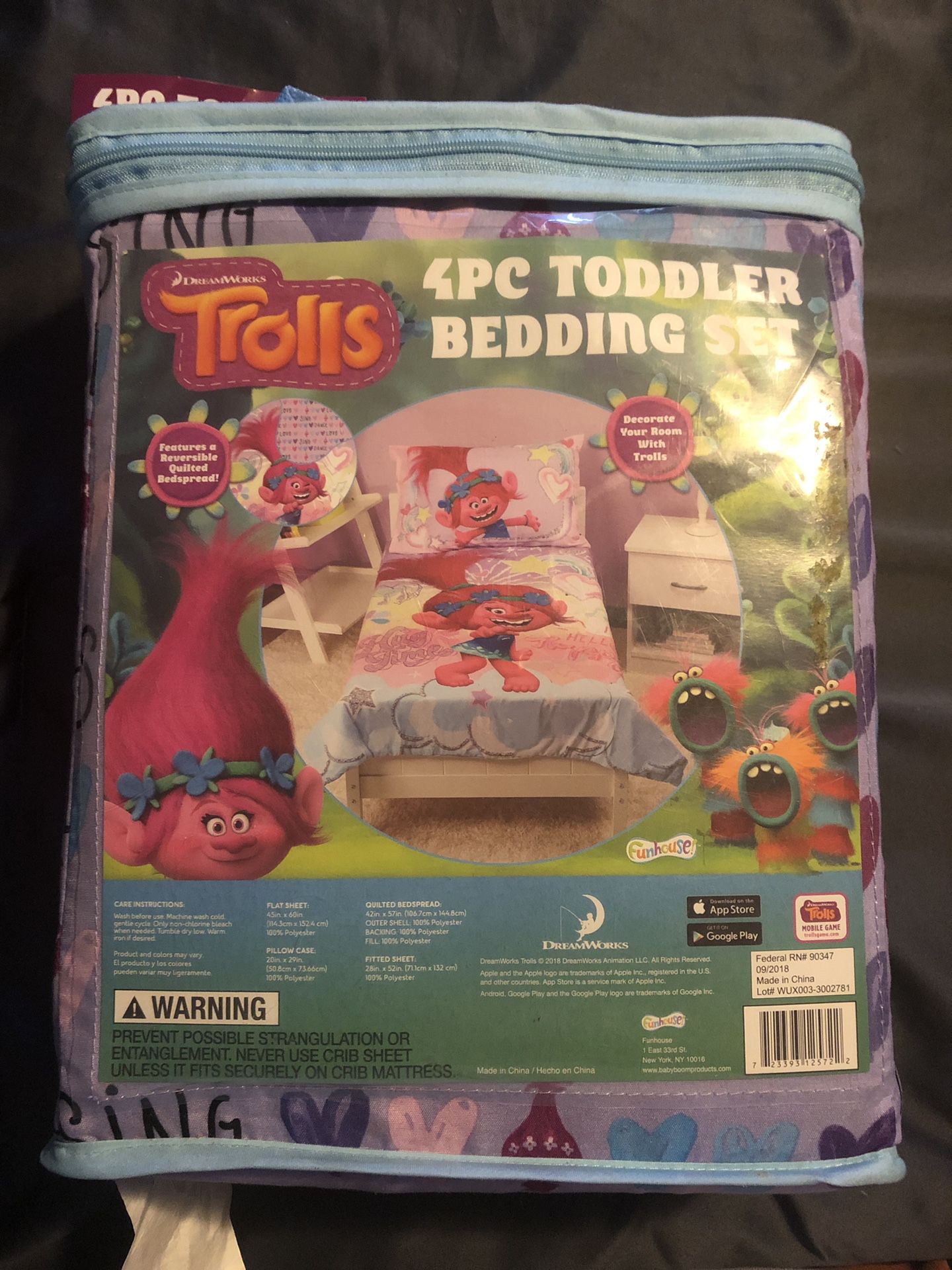 Brand new Trolls 4 piece toddler bedding