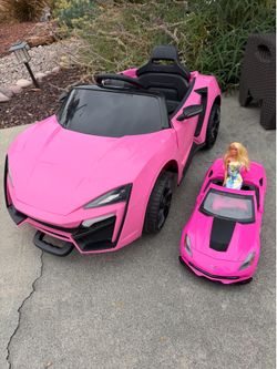 Pink Kids Ride-on Car & Matching Barbie Car