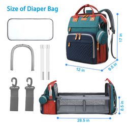 Jeryswet Baby Diaper Bags with Changing Station, Waterproof Large Capacity Diaper Bag Backpack for Moms Dads with USB Charging Port and Stroller Strap