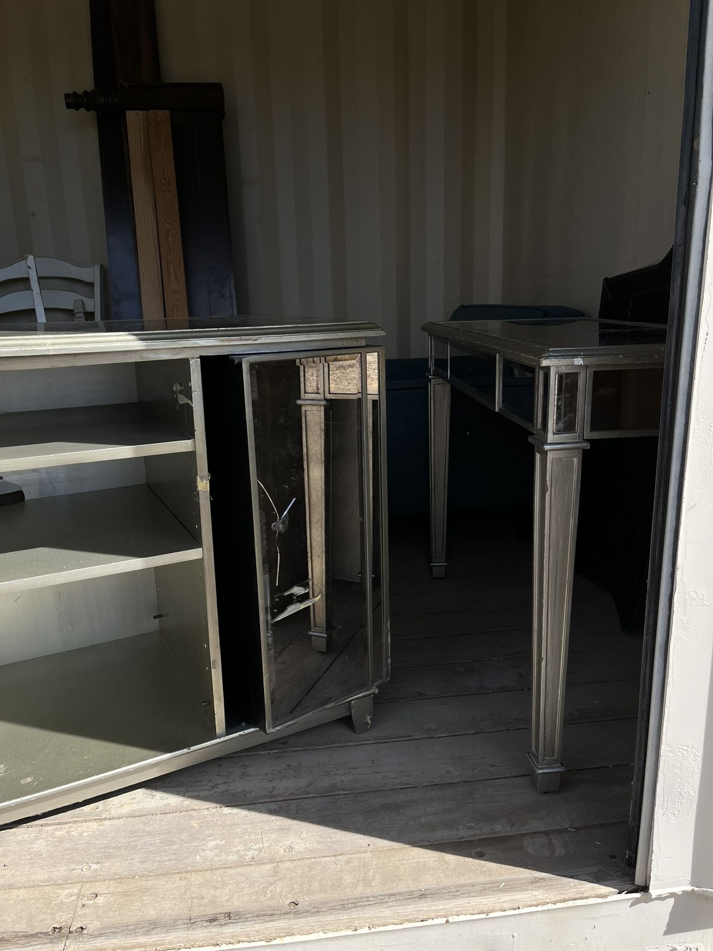 Wood/Glass Desk And Glass Tv stand 