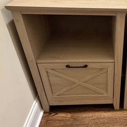 PrimeZone 30" Tall Nightstand for King & Queen Bed - Wood Large Bedside Table with Storage Drawer