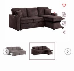 $380 sectional pull out bed with storage plus usb cup holder