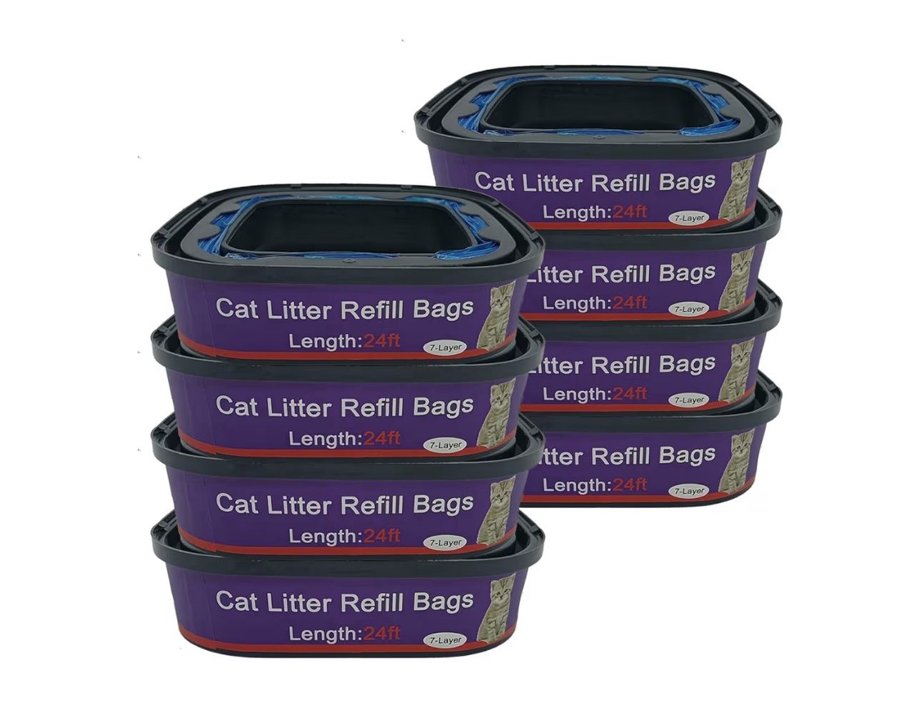 8 Pack Cat Litter Refill Bags Cartridge Compatible with Genie Cat Litter Standard and Plus Pails