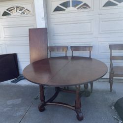 Ethan Allen Solid Wood Dining Table 4 Chairs China Cabinet 
