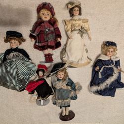 6 Vintage Porcelain Dolls