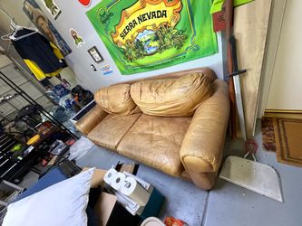 Tan leather couch