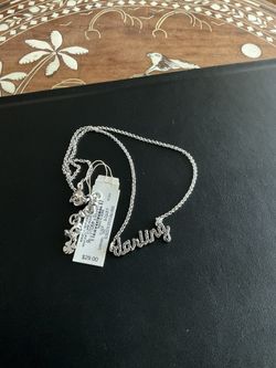 Lucky Brand Silver Tone Necklace Semi Precious Accents Paved “darling” Pendant 