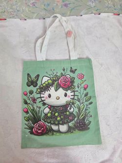 Green hello kitty tote bag