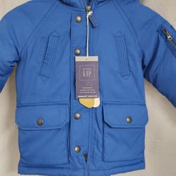 GAP Kids Down Parka Coat Puffer Jacket Faux Fur Boys Girls Royal Blue Size 3 NWT