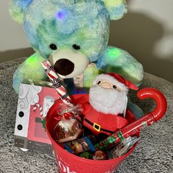 Light Up Teddy Bear Gift Basket