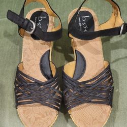 Born Wedge Sandals Black Size 8