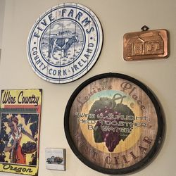 Wood, Metal & Copper Signs/Decor: Wine, Dairy, Willamette Valley Wine