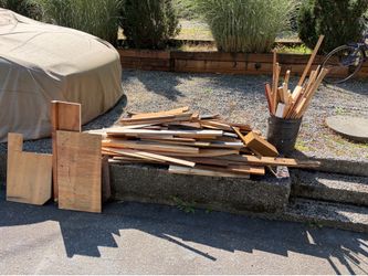FREE misc. WOOD for projects with bonus metal bucket - must take all
