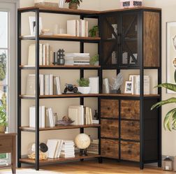 6 Tier Convertible Corner Bookshelf