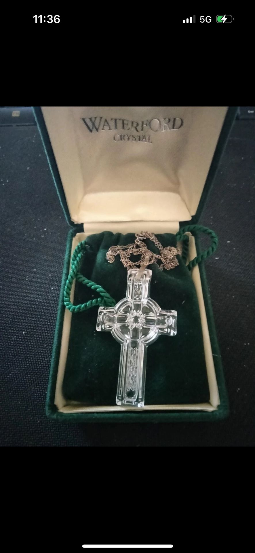 Waterford Crystal Cross Pendants (RARE/RETIRED) w/Sterling Silver Chains