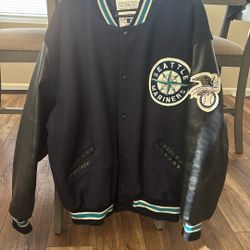 Seattle Mariner 2X DeLong USA Letterman Jacket and Vintage Seattle Mariner XL Pro Player Windbreaker