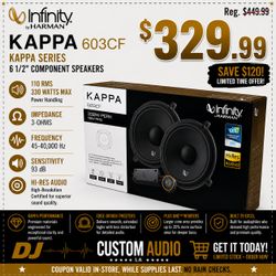 Infinity Kappa Series 603CF Car Speakers 6 1/2 Inch Component System 330 Watts 🚨 Payment Options Available 🚨 No Credit Needed 🚨