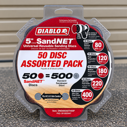 DIABLO 5" SandNET Reusable Sanding Discs 50-Pack – 80/120/180/220/400 Grit