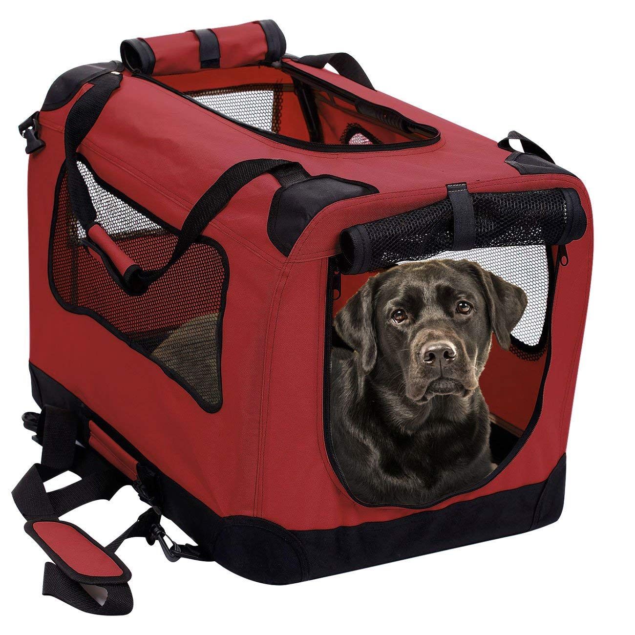 2PET Foldable Dog Crate - Soft, Easy To Fold & Carry Dog Crate For Indoor & Outdoor Use - Comfy Dog Home & Dog Travel Crate - Strong Steel Frame, Wash