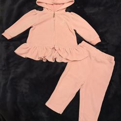 Polo Ralph Lauren Baby Girl Pink Velour Tracksuit ~ Size 9M